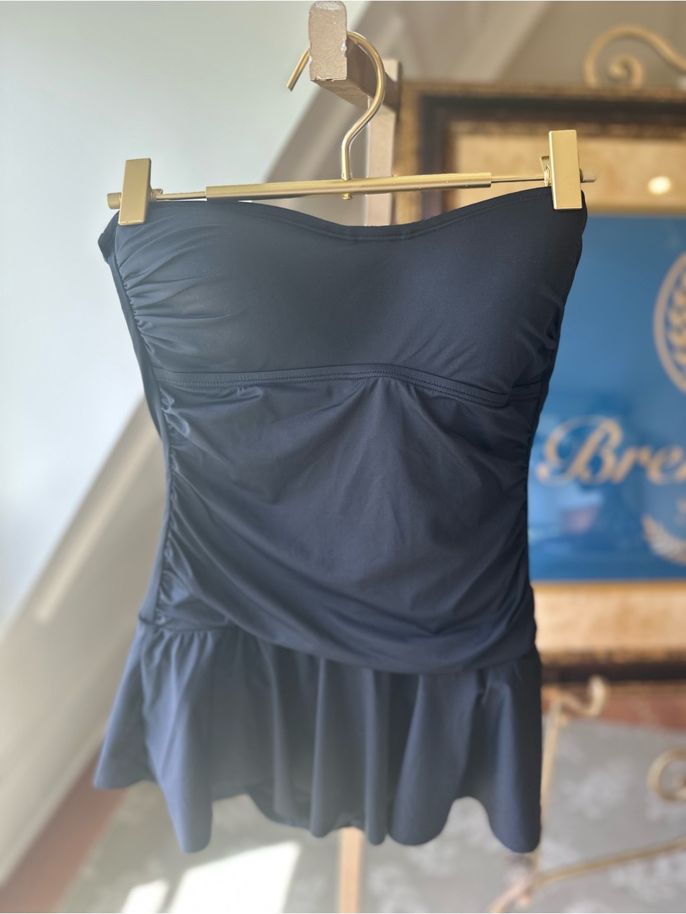 Tommy Bahama Black Strapless One-Piece Swimdress